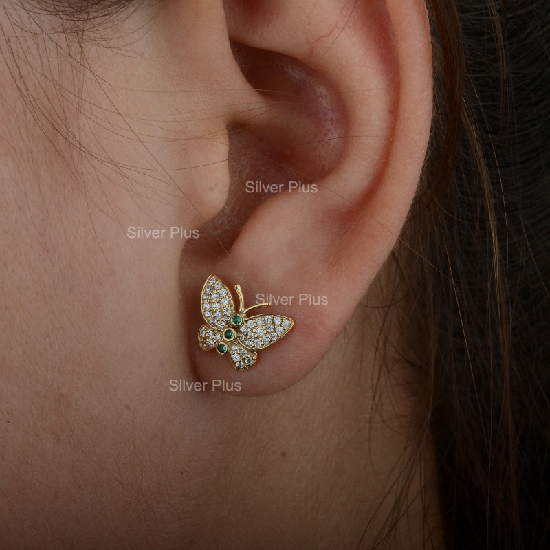 14K White Solid Gold Large Earring Backs Butterfly 