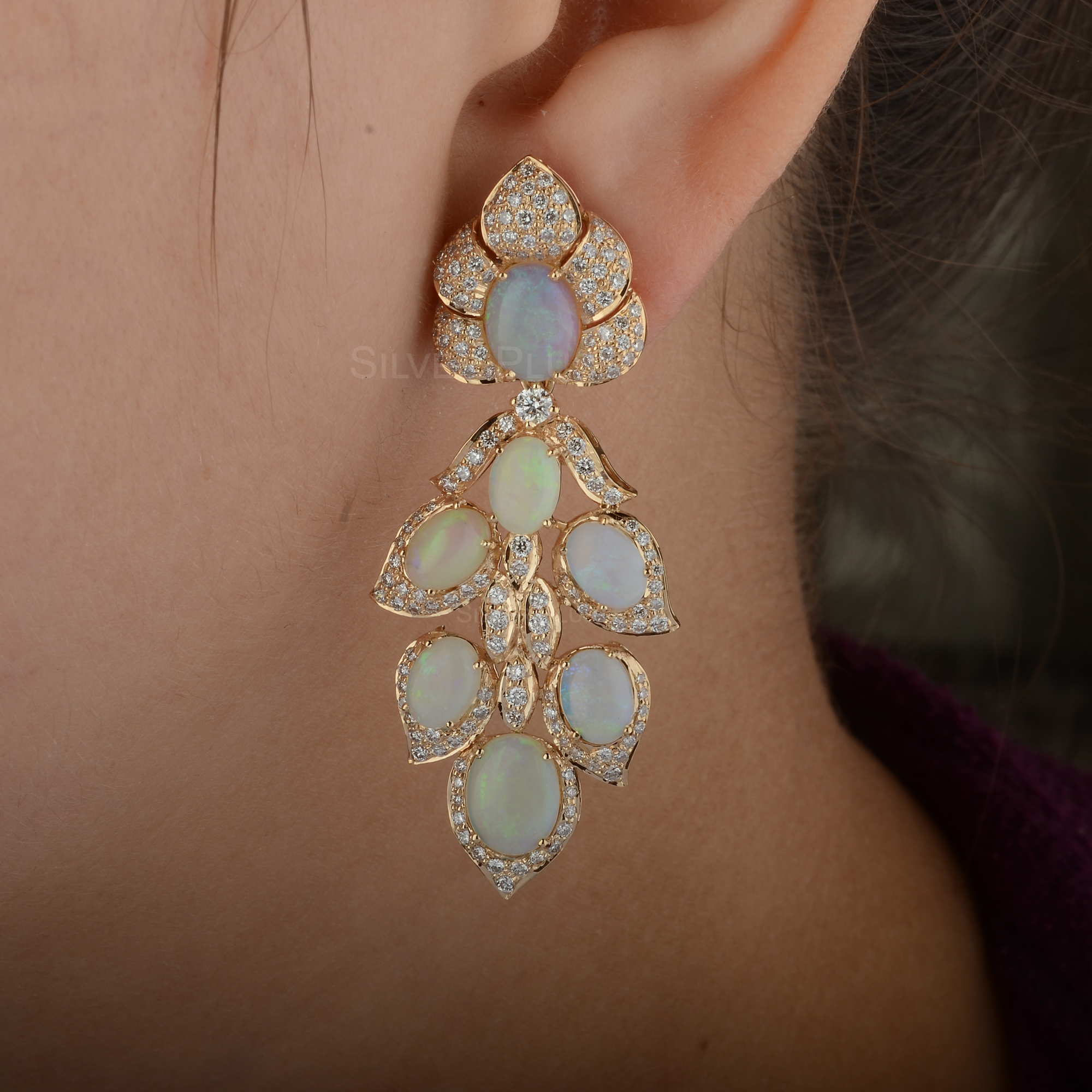 Opal Diamond Earrings