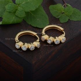 Genuine SI Clarity G-H Color Diamond 14K Solid Yellow Gold Huggie Hoop Earrings