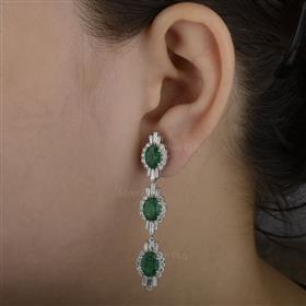 Diamond Emerald 18K Gold Earrings