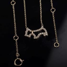 Genuine Diamonds Dog Pendant Solid 14K Yellow Gold Necklace Jewelry