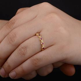 14K Gold Ruby Diamond Half Eternity Ring