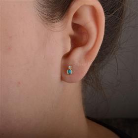 Real Turquoise Stud Diamond Earring