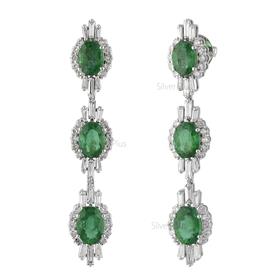 Diamond Emerald 18K Gold Earrings