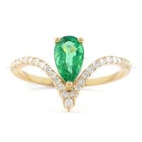 Pear Emerald Diamond Nesting Band Ring