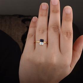 Moonstone Sapphire Gold Ring